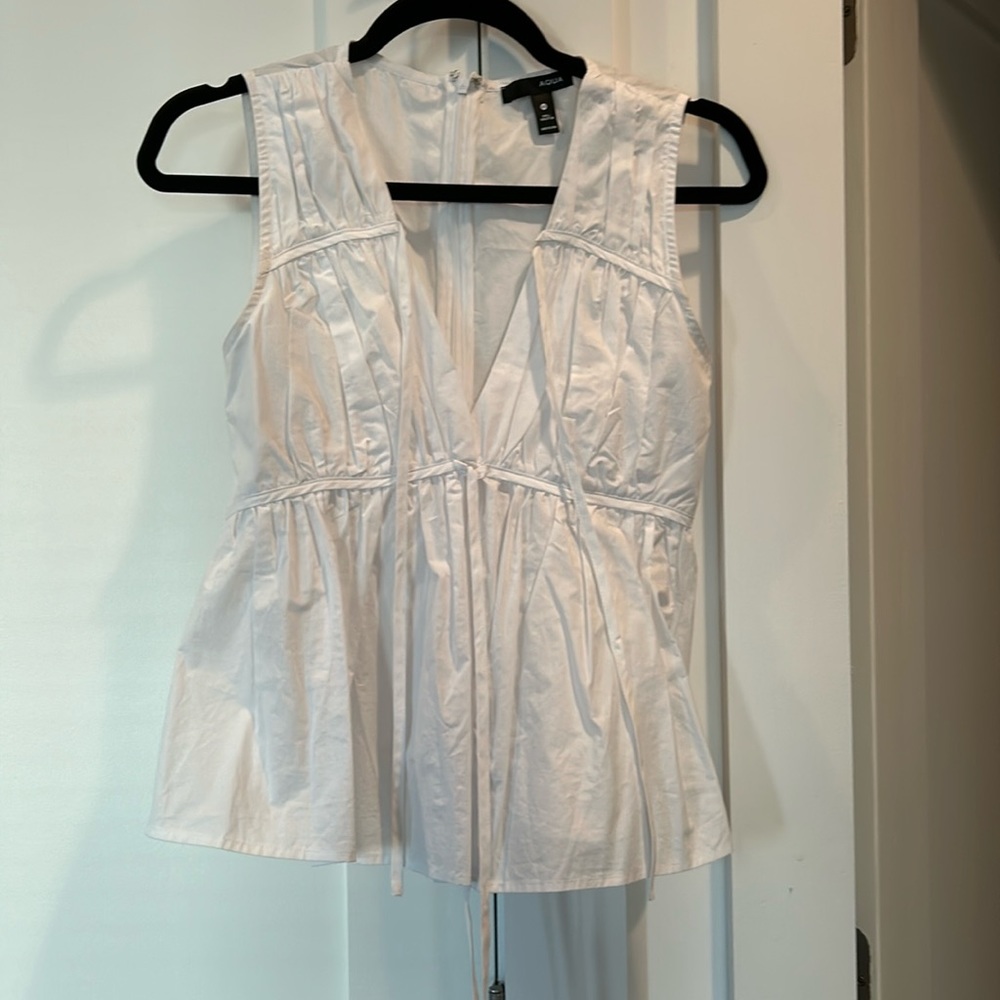 Aqua white peplum top